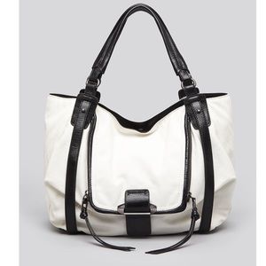 Kooba Jonnie Canvas and Leather Shoulder Bag